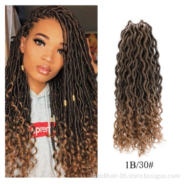 Wavy Goddess Locs Curly Faux Locs Crochet Hair Braids Prelooped Synthetic Hair Extension Soft Dreadlock 20inch